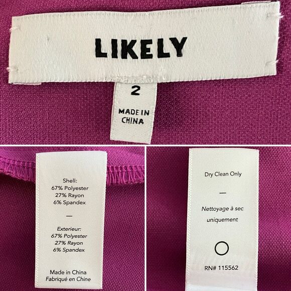 Likely Dress Magenta Beckett Fluted Ruffle Short Sleeve Alluring stretch 2 - Picture 5 of 7